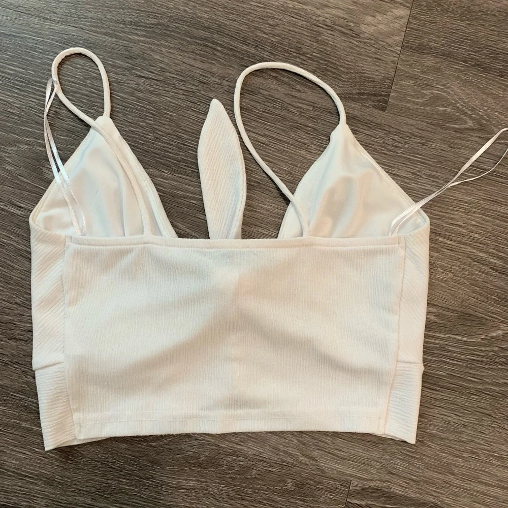 White Front Tie Crop Top